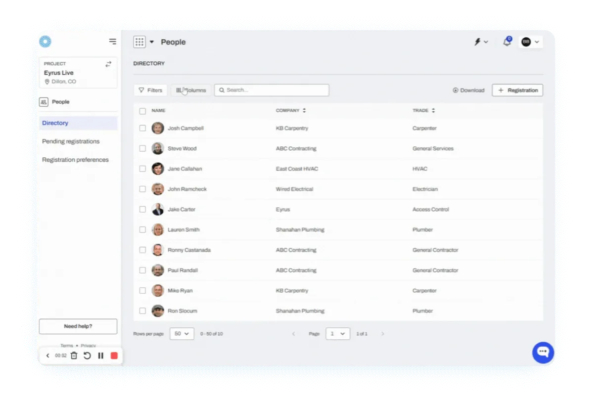 Eyrus product — people directory