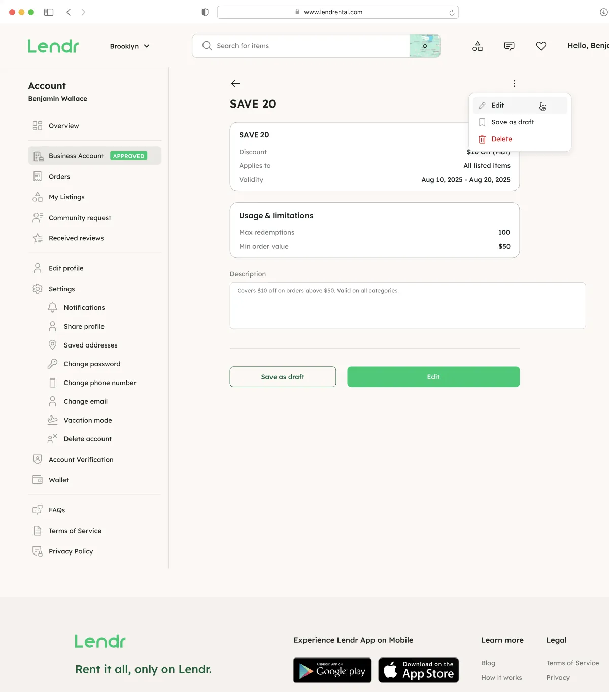 Lendr contribution — web platform